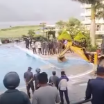 फेवाताल किनारको मापदण्ड विपरीत निर्मित ‘वाटर फ्रन्ट रिसोर्ट’मा चल्यो डोजर